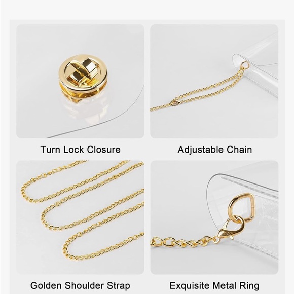 Mossio Clear purse with gold chain straps - Picture 3 of 9